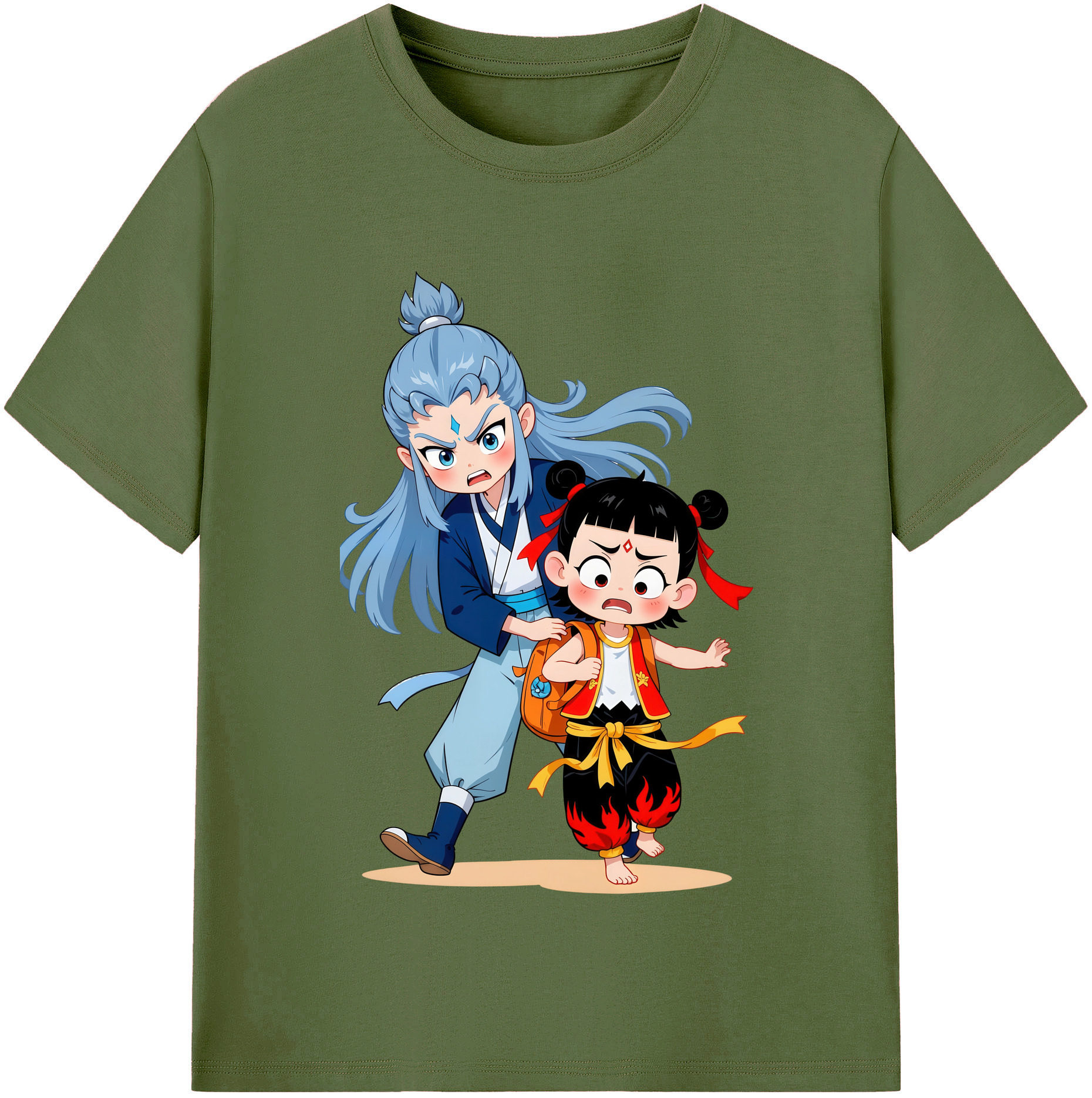 （画像用） Ne Zha 2 ナタ 魔童の大暴れ 綿100％半袖Tシャツ（フロントプリント）